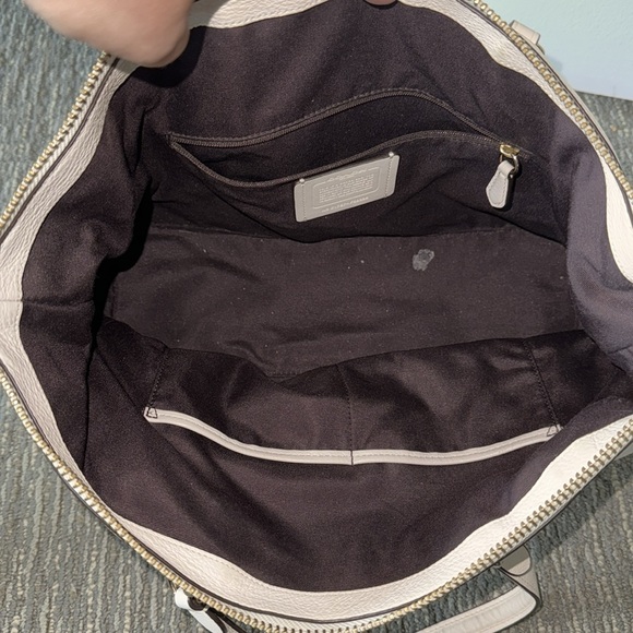 Coach Chalk White Pebbled Leather Lenox Satchel F59325 - Picture 15 of 16